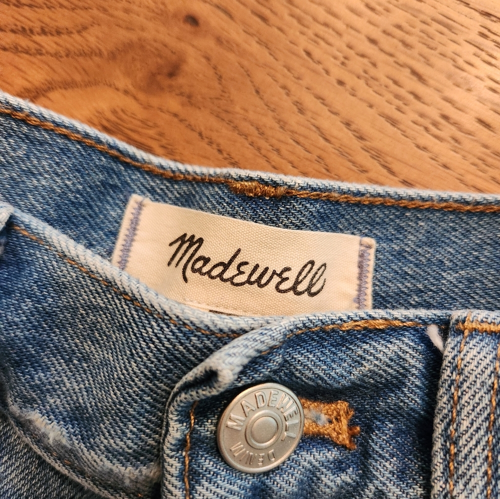Madewell Relaxed Mid Length Distressed Cut Off Denim Shorts Size 27 - Picture 5 of 8